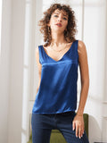 SilkSilky AU Pure Silk Sleeveless V Neck Camisole DarkBlue 005