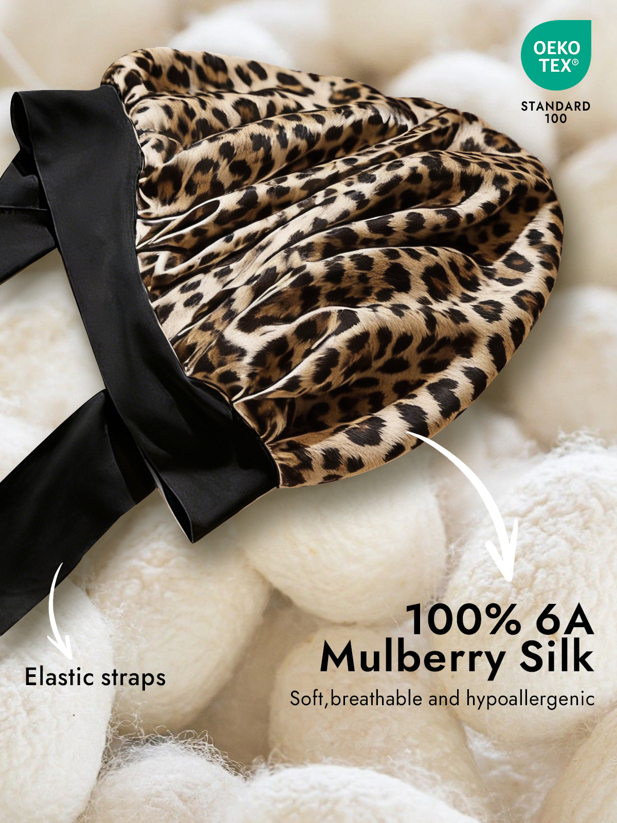 [Leopard] SilkSilky-AU Pure Silk Sleep Cap 002