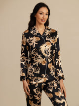 [Black Dragon] SilkSilky-AU Long Sleeve Lapel Collar Women's Pyjamas 004