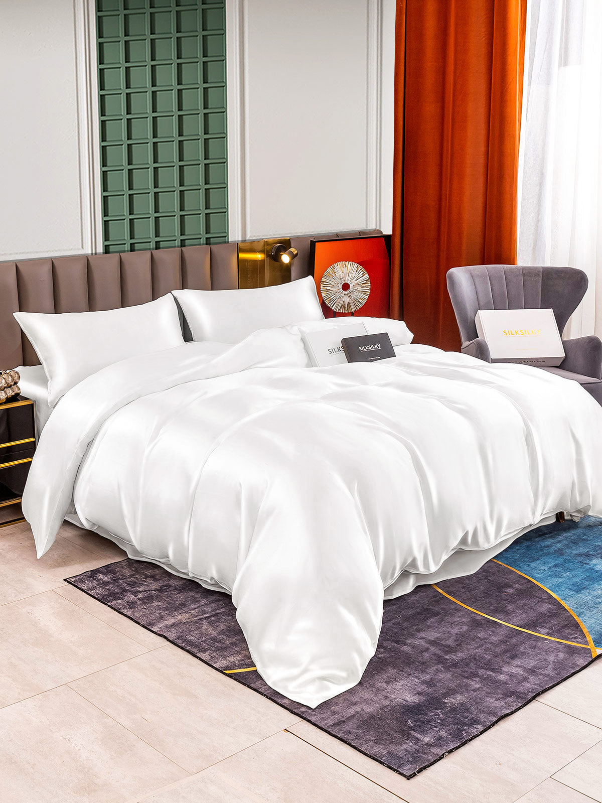 SilkSilky AU 25Momme Pure Silk Bedding Set White 003