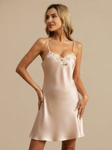 [Pink] SilkSilky-AU Sleeveless V Neck Nightgown 007