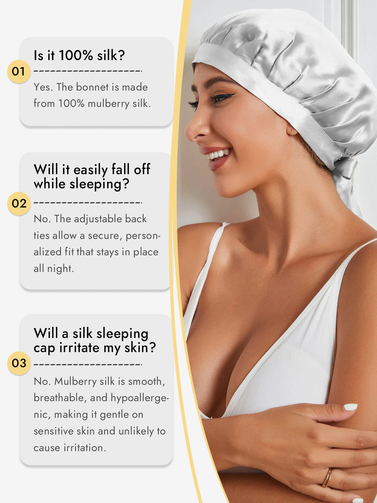 [Silver] SilkSilky-AU Pure Silk Sleep Cap 006