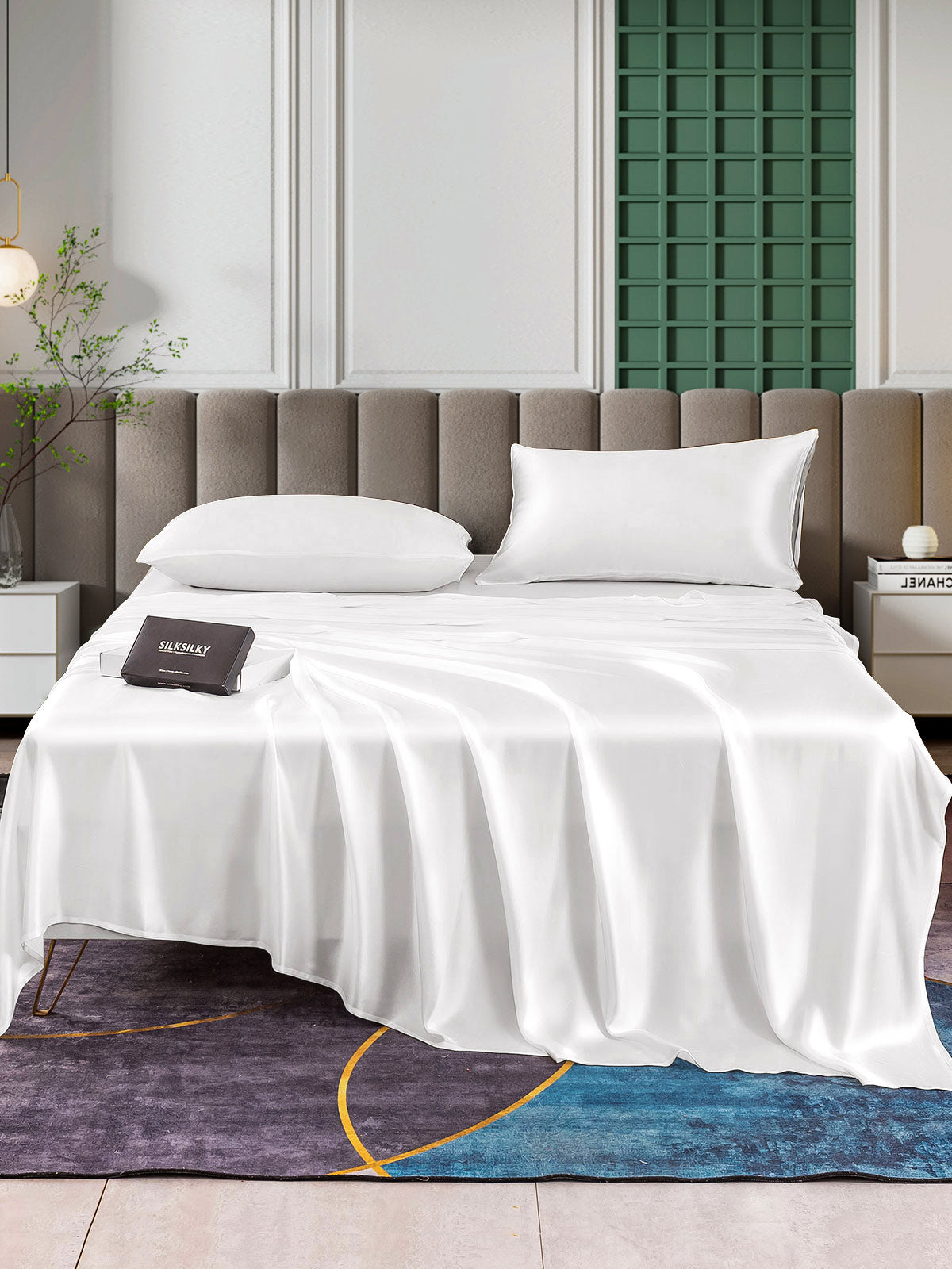 [White] SilkSilky-AU 25Momme Bedding Set 001