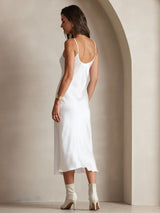 [White] SilkSilky-AU Sleeveless V Neck Dress 002