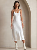 SilkSilky-AU Pure Silk Sleeveless Round Neck Dress White 007