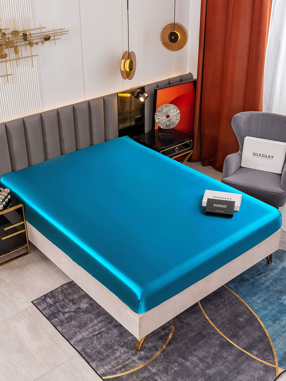 [Teal] SilkSilky-AU 19Momme Pure Silk Sheet 001