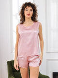 SilkSilky-AU Pure Silk Sleeveless Round Neck Women's Pyjamas LightPink 001