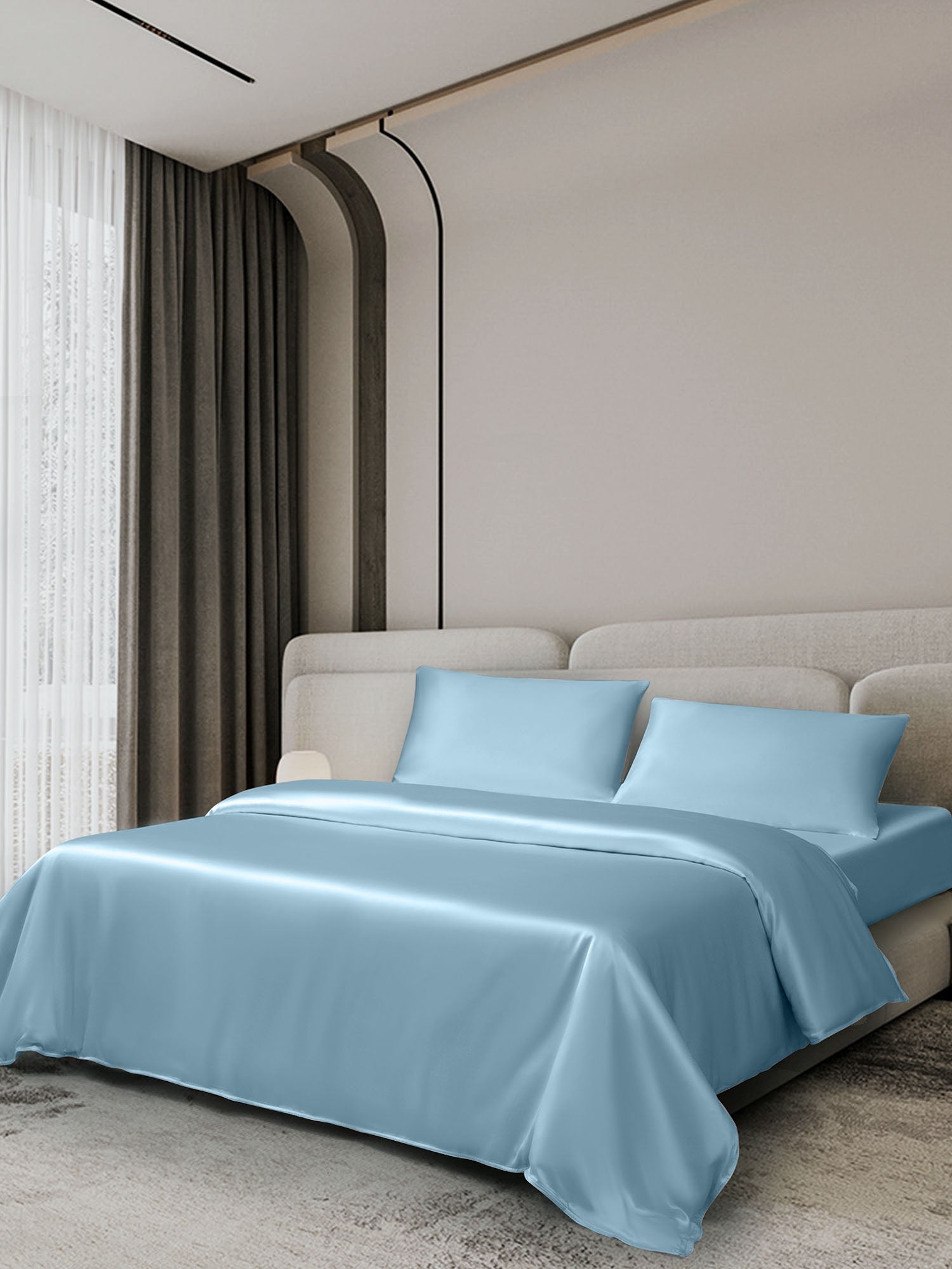 [Light Blue] SilkSilky-AU 19Momme Bedding Set 001