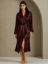 [Brown] SilkSilky-AU Long Sleeve Women's Dressing Gown 003