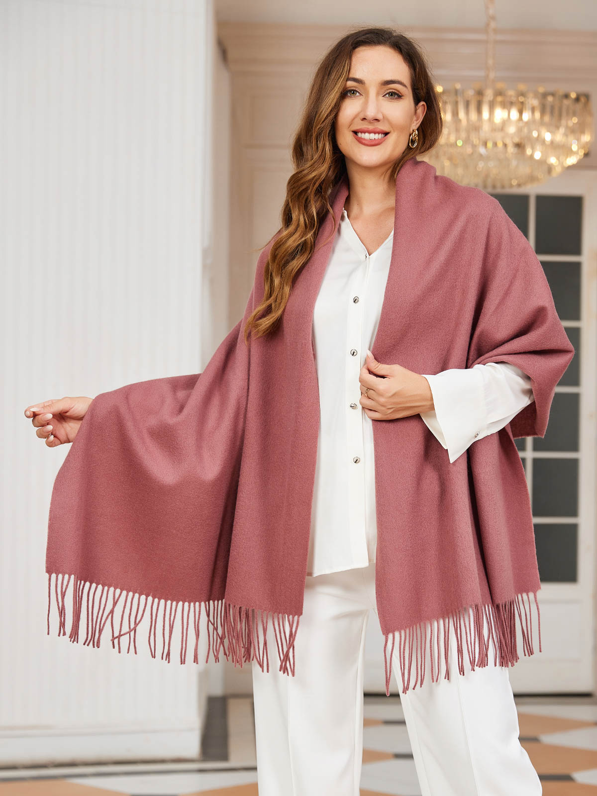 [Pale Mauve] SilkSilky-AU Wool Scarf 001