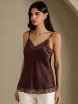 [Brown] SilkSilky-AU Spaghetti Strap V Neck Camisole 003