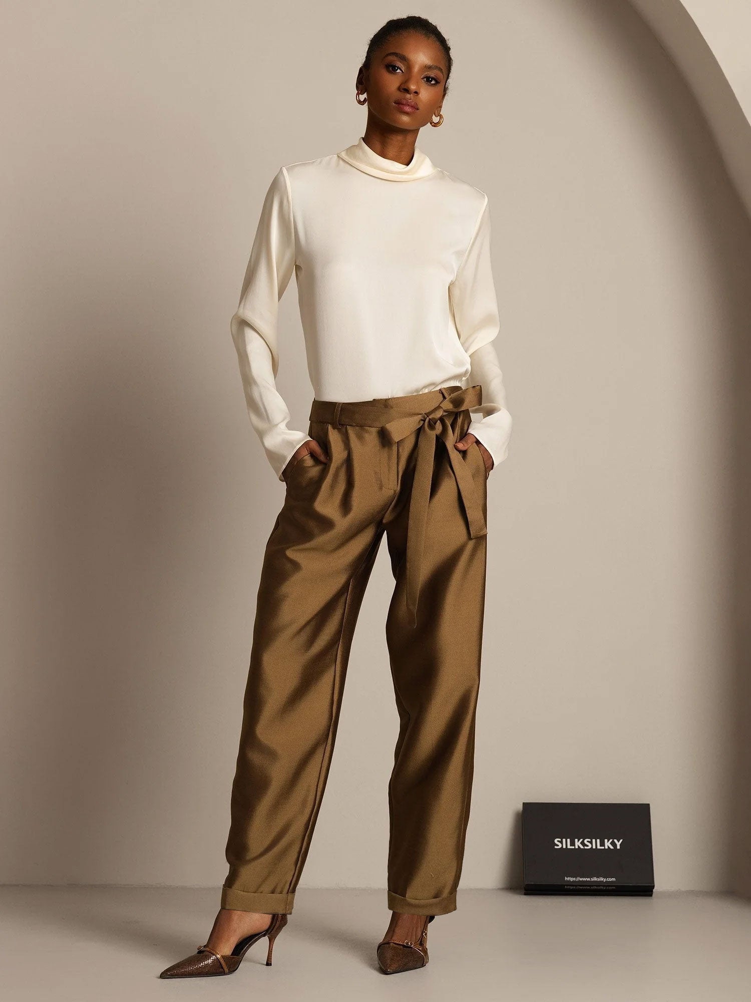 [Bronze] SilkSilky-AU 32Momme Wool Womens Pants 003