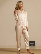 [Champagne] SilkSilky-AU Long Sleeve Lapel Collar Women's Pyjamas 003