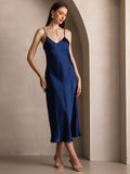 SilkSilky-AU Pure Silk Sleeveless Round Neck Dress DarkBlue 005