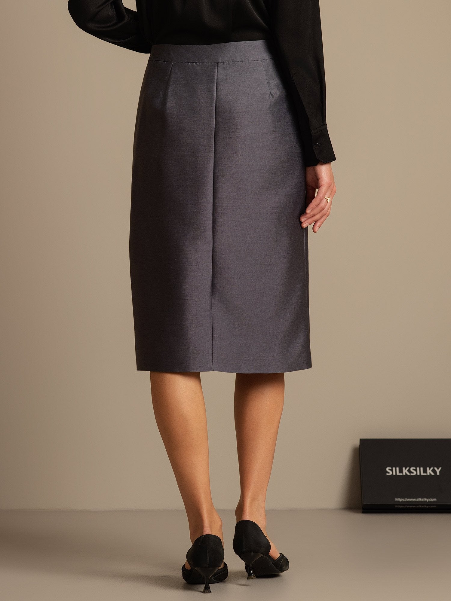 [Gray] SilkSilky-AU 32Momme Wool Split Skirt 002,