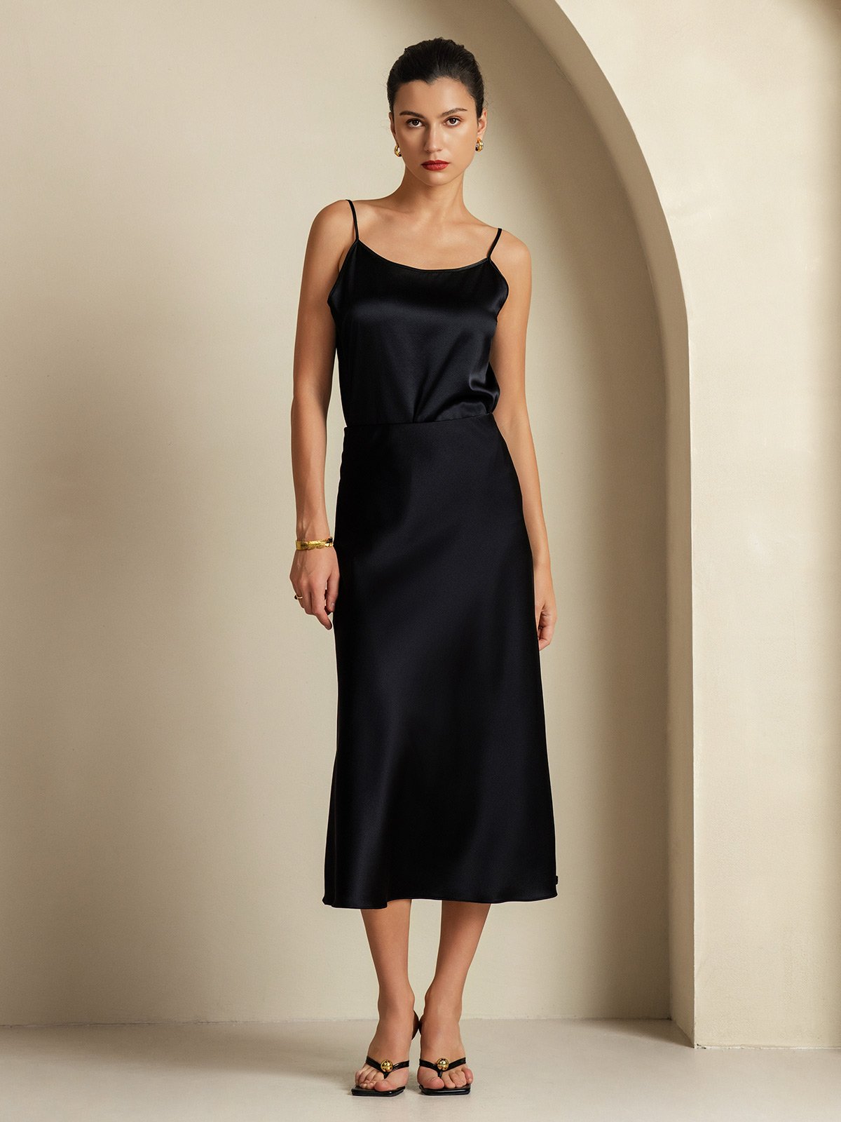 [Black] SilkSilky-AU 19Momme Pure Silk Womens Outfit Sets 007,
