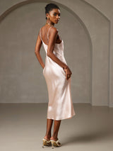 [Pink] SilkSilky-AU Sleeveless V Neck Dress 002