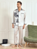 SilkSilky AU Pure Silk Long Sleeve Lapel Men's Pyjamas Gray 006