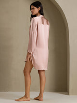 [Tuscany] SilkSilky-AU Long Sleeve Lapel Collar Nightshirt 002