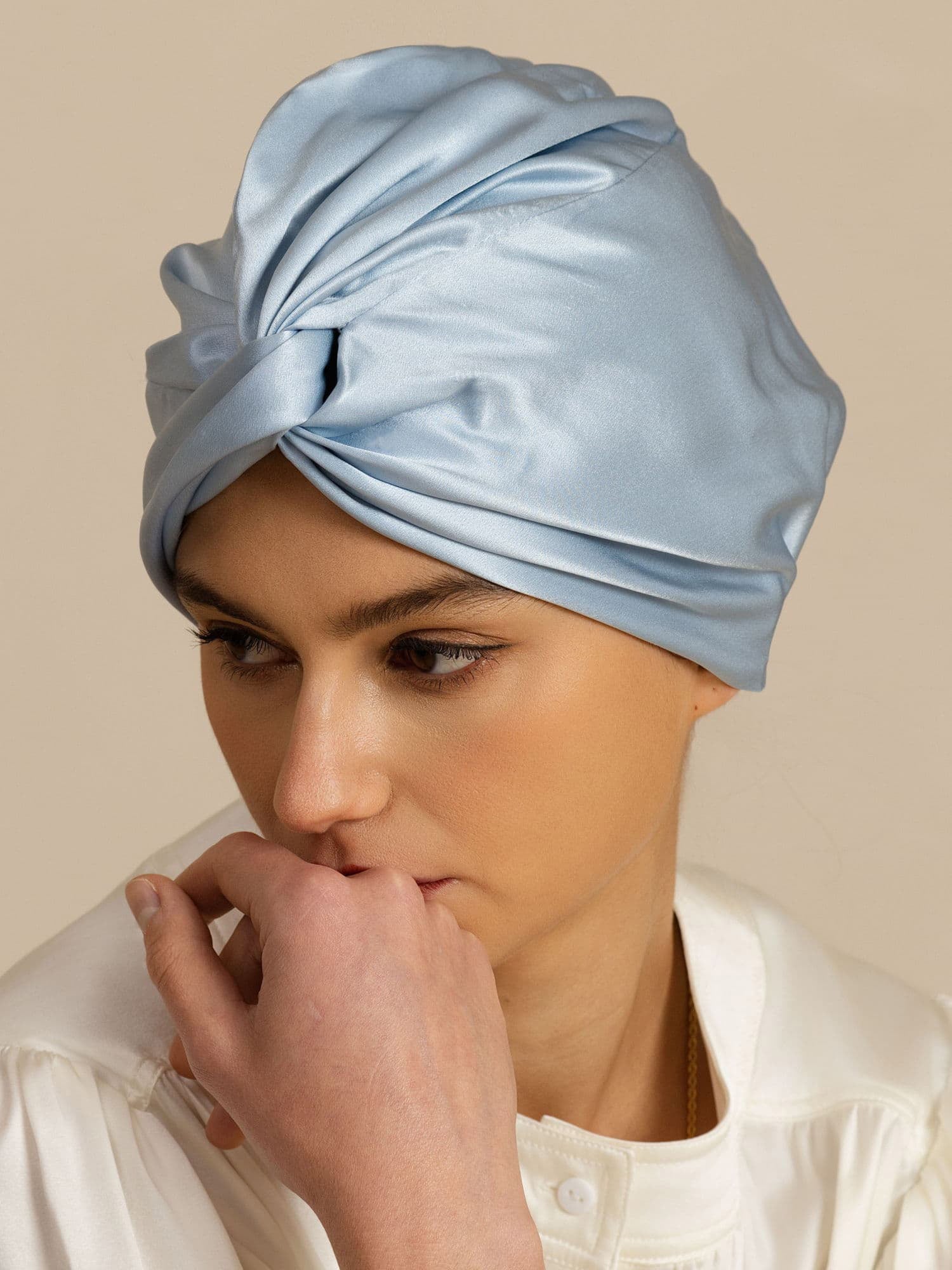 [Steel Blue] SilkSilky-AU 22Momme Sleep Cap 006