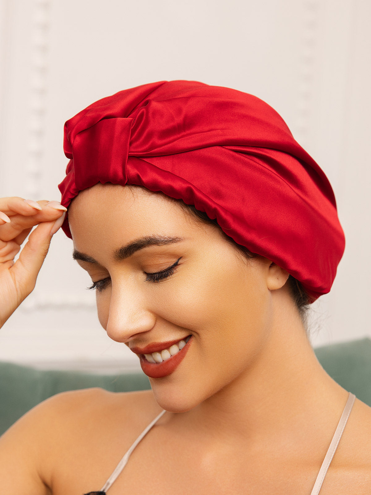 [Wine] SilkSilky-AU Pure Silk Sleep Cap 001