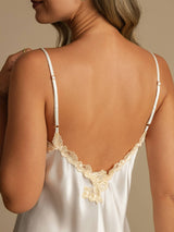 [White] SilkSilky-AU Sleeveless V Neck Nightgown 005