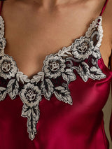 [Wine] SilkSilky-AU Sleeveless V Neck Camisole Set 004