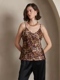 SilkSilky AU Pure Silk Sleeveless V Neck Camisole Leopard 001