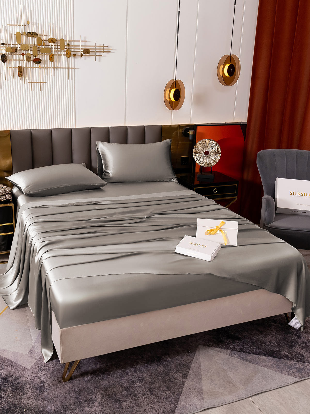 [Gray] SilkSilky-AU 19Momme Bedding Set 007