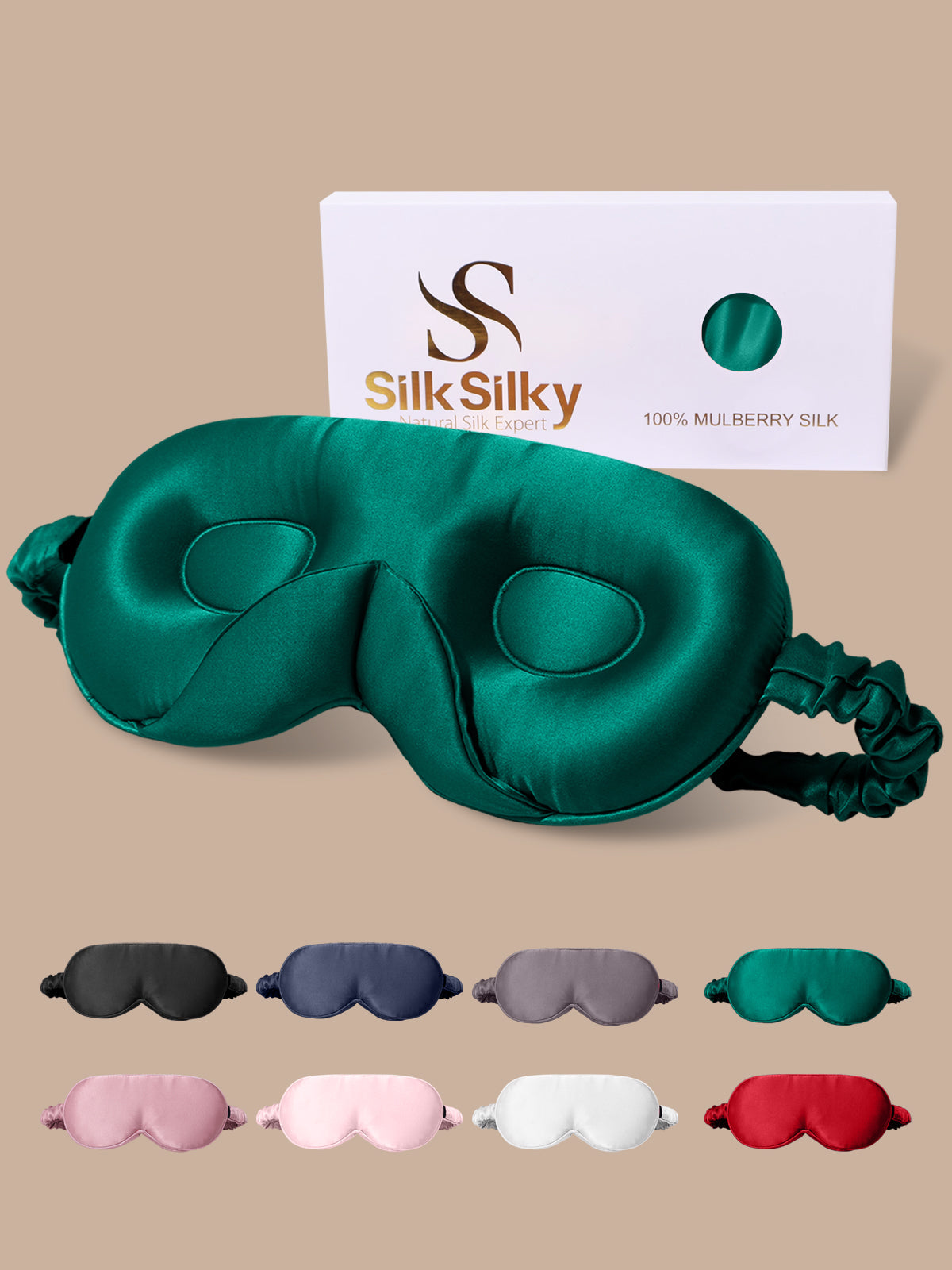 [Dark Green] SilkSilky-AU Pure Silk Eye Mask 001