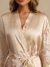 [Champagne] SilkSilky-AU 3/4 Sleeve Women's Dressing Gown 005