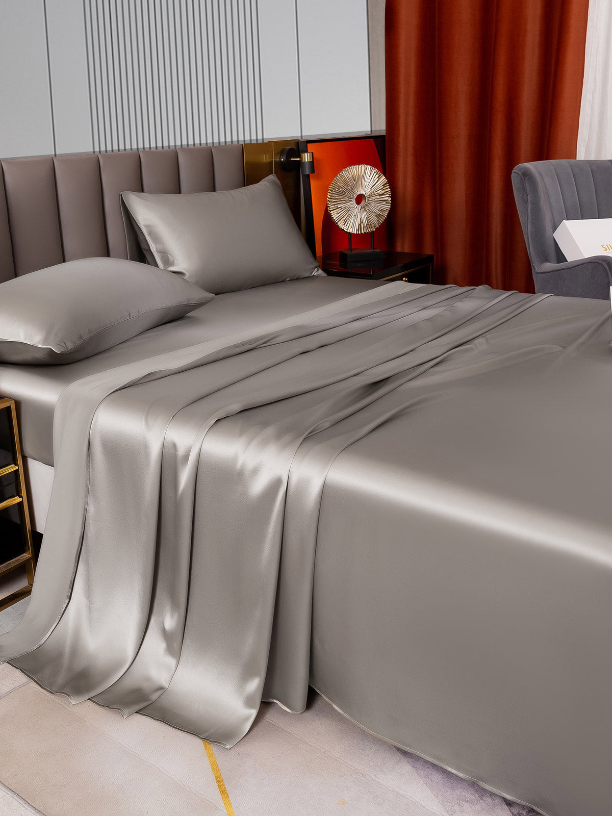 SilkSilky AU 22Momme Pure Silk Bedding Set Gray 003