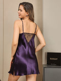 SilkSilky AU Pure Silk Sleeveless V Neck Nightgown Purple 002