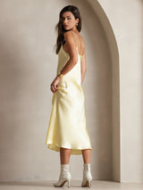 [Light Yellow] SilkSilky-AU Sleeveless V Neck Nightgown 002