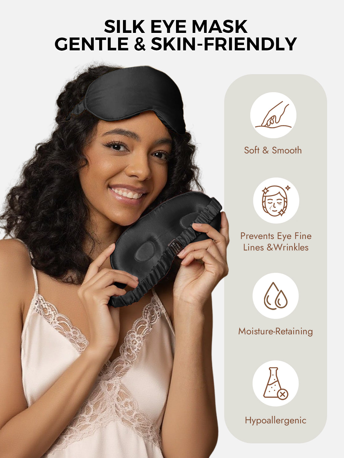 [Black] SilkSilky-AU Pure Silk Eye Mask 003