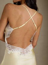 [Light Yellow] SilkSilky-AU Sleeveless V Neck Nightgown 002