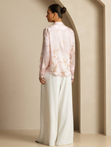[Pink] SilkSilky-AU 19Momme Long Sleeve Lapel Collar Women's Shirt 006