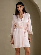 [Pink] SilkSilky-AU 3/4 Sleeve Women's Dressing Gown 007