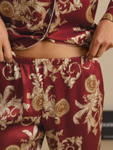 [Wine Dragon] SilkSilky-AU Long Sleeve Lapel Collar Women's Pyjamas 005