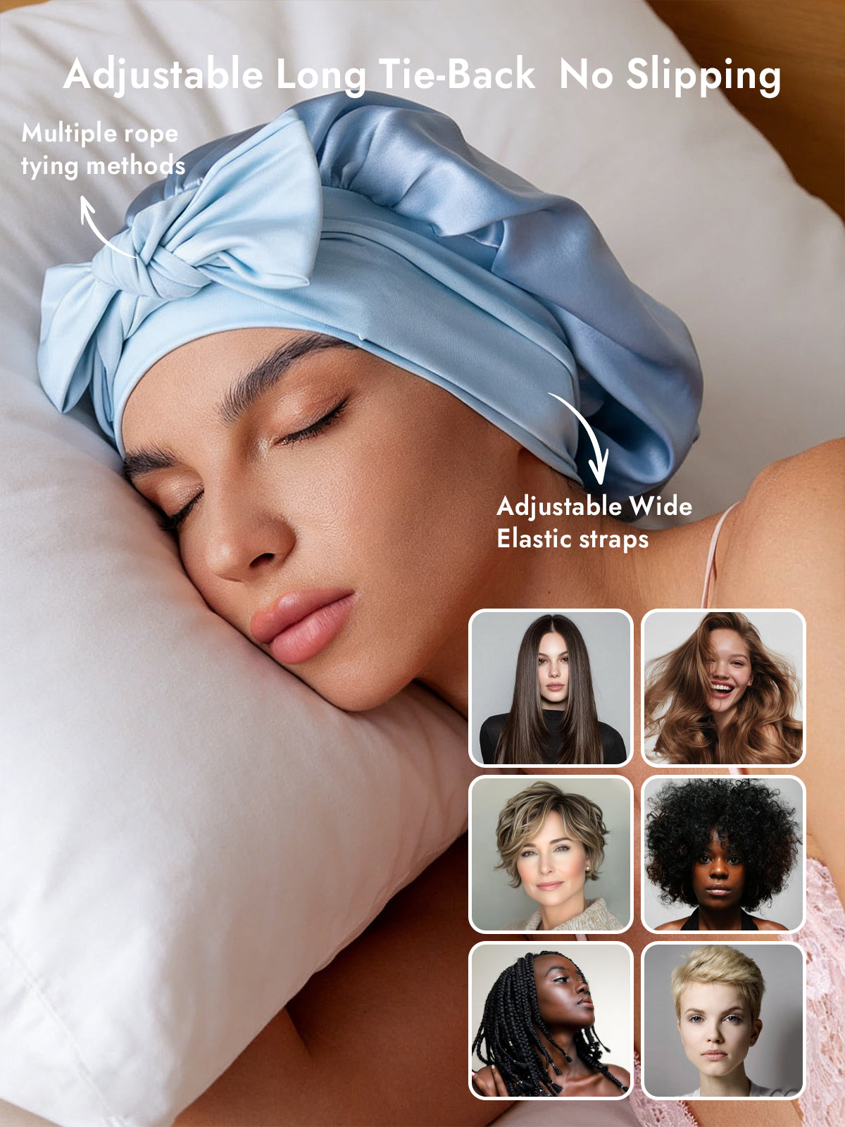 [Sky Blue] SilkSilky-AU Pure Silk Sleep Cap 004