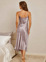 [Shadow Gray] SilkSilky-AU Sleeveless V Neck Dress 002