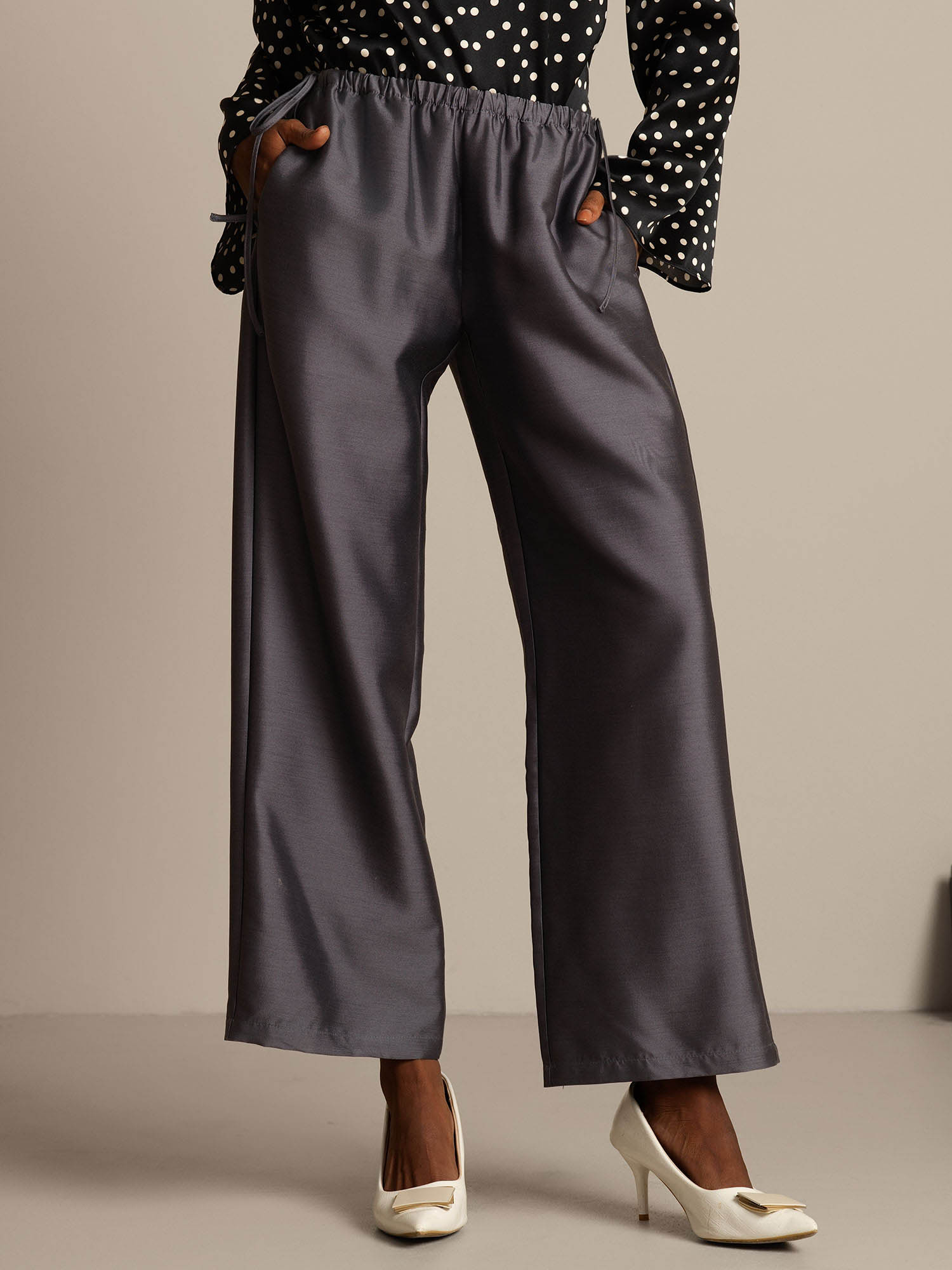 [Gray] SilkSilky-AU 32Momme Wool Womens Pants 001,