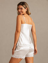 [White] SilkSilky-AU Sleeveless V Neck Camisole Set 002