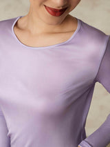 [Purple] SilkSilky-AU Long Sleeve Round Neck Women's Long Johns 005