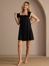 [Black] SilkSilky-AU Sleeveless Square Neck Nightgown 003