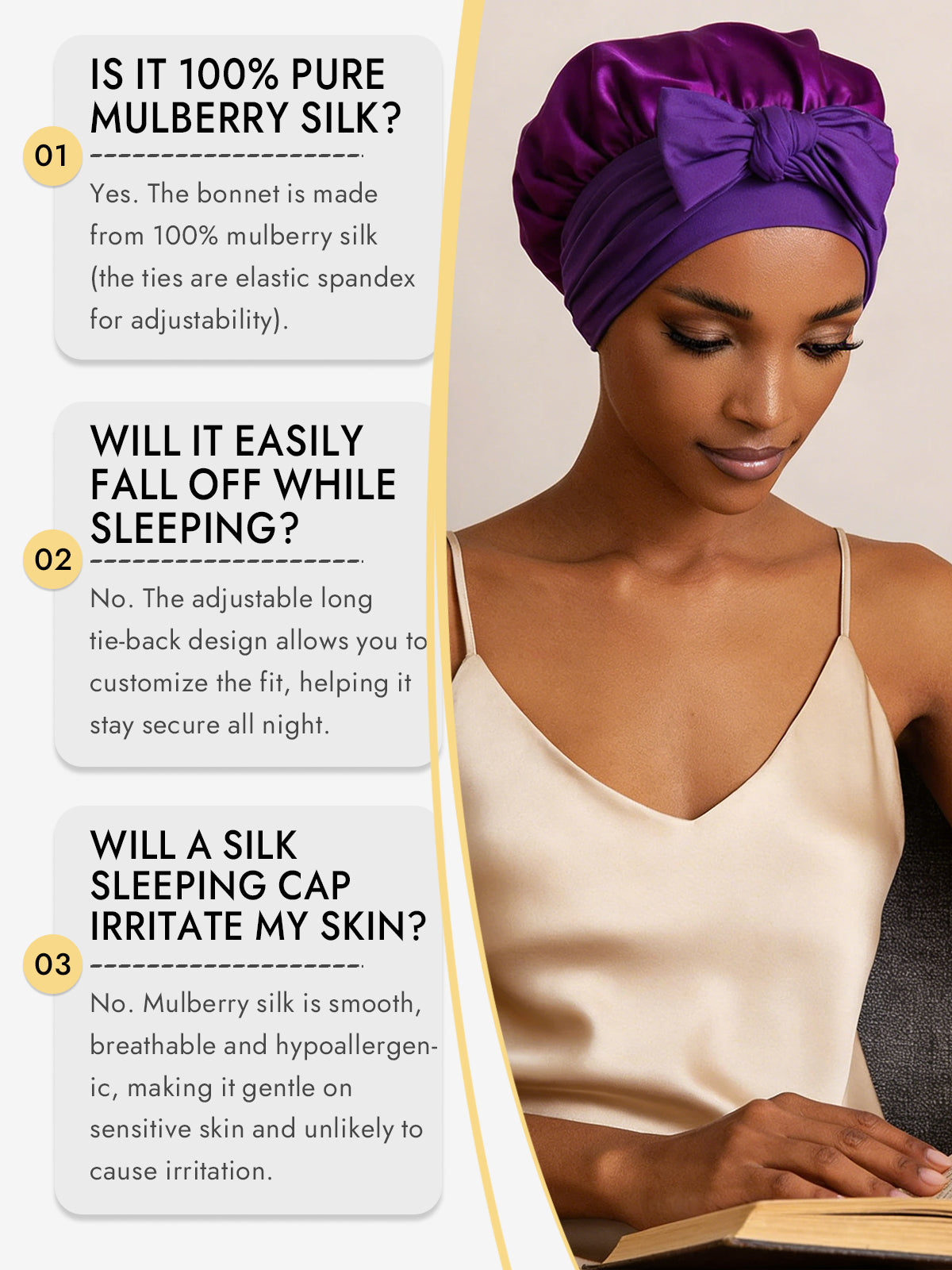 [Purple] SilkSilky-AU Pure Silk Sleep Cap 006