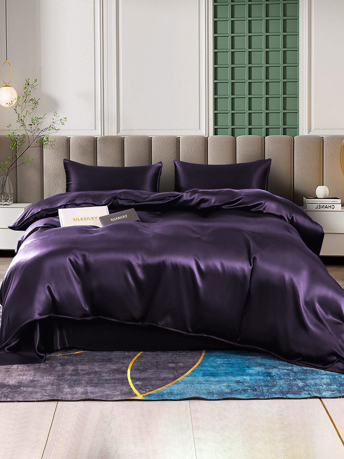 SilkSilky AU 25Momme Pure Silk Bedding Set DeepPurple 001