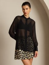 [Black] SilkSilky-AU Pure Silk Split Women's Shirt 007