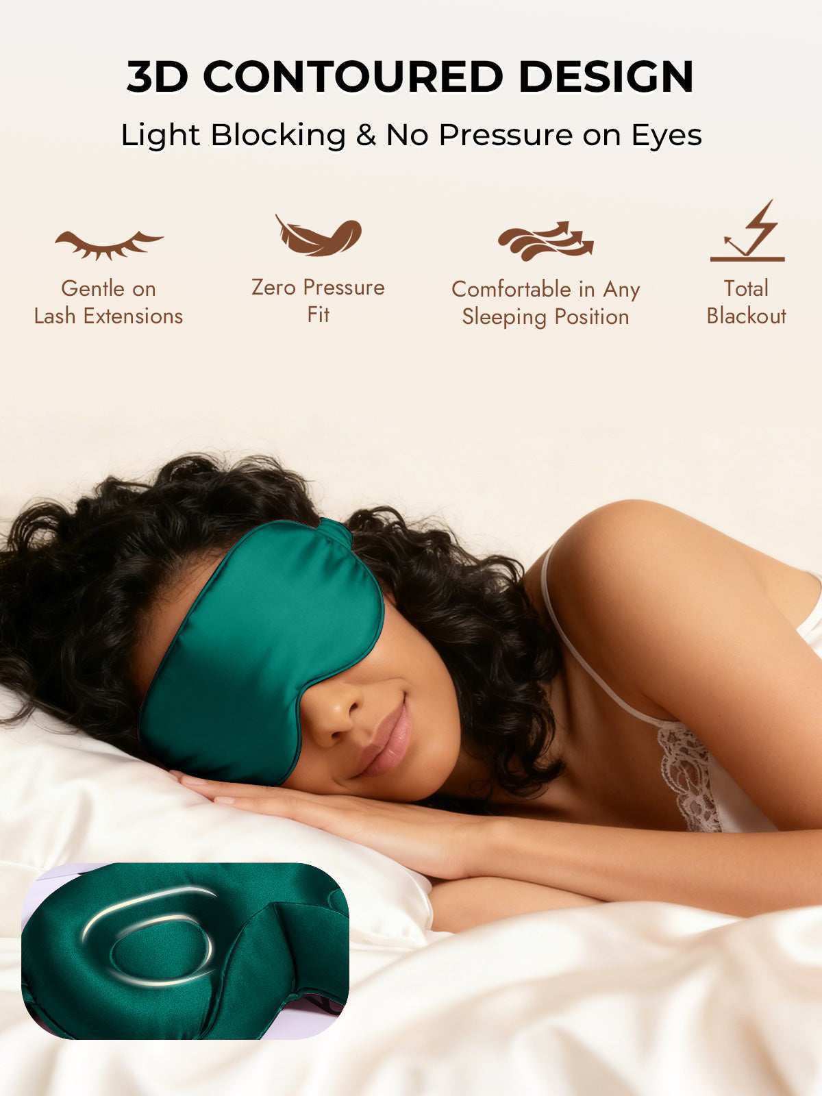 [Dark Green] SilkSilky-AU Pure Silk Eye Mask 006