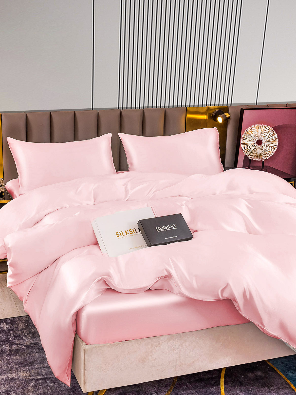 SilkSilky AU 22Momme Pure Silk Bedding Set Pink 004